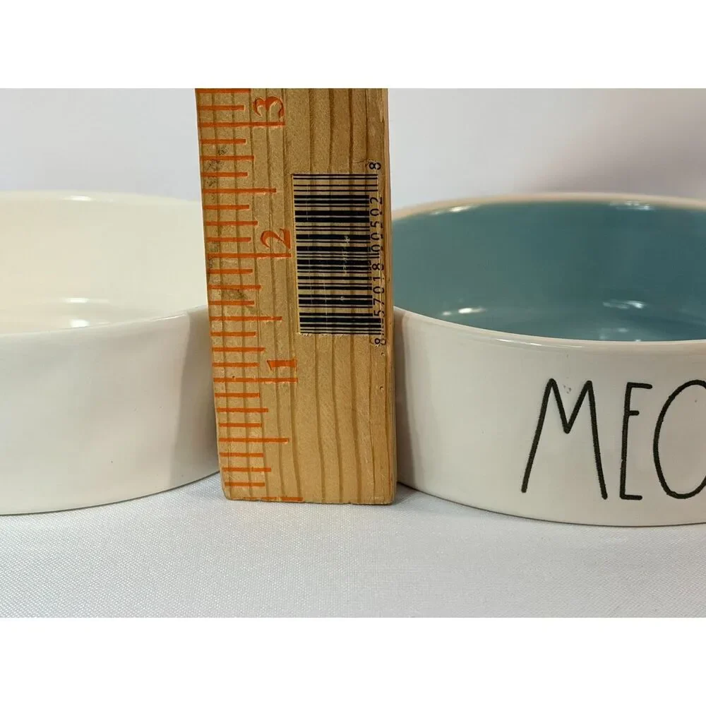 Rae Dunn Meow Gulp Pet Can Dog Food Water Dish Artisan Collection Dog/Cat Lover